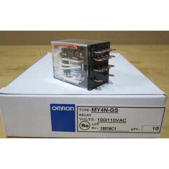 Omron Relay MY4N-GS , 3A, 100V-110VAC Coil, 14-pins with Free Socket ...