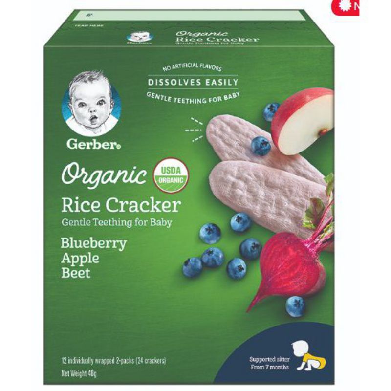Gerber Organic Rice Cake Blueberry Apple Red Radish Flavor | Shopee ...