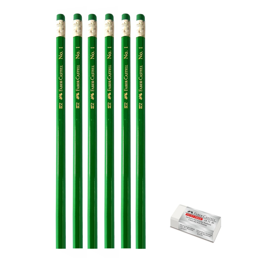 Faber-Castell Pencil with Dust-Free Eraser (6 pcs/pack) | Shopee ...