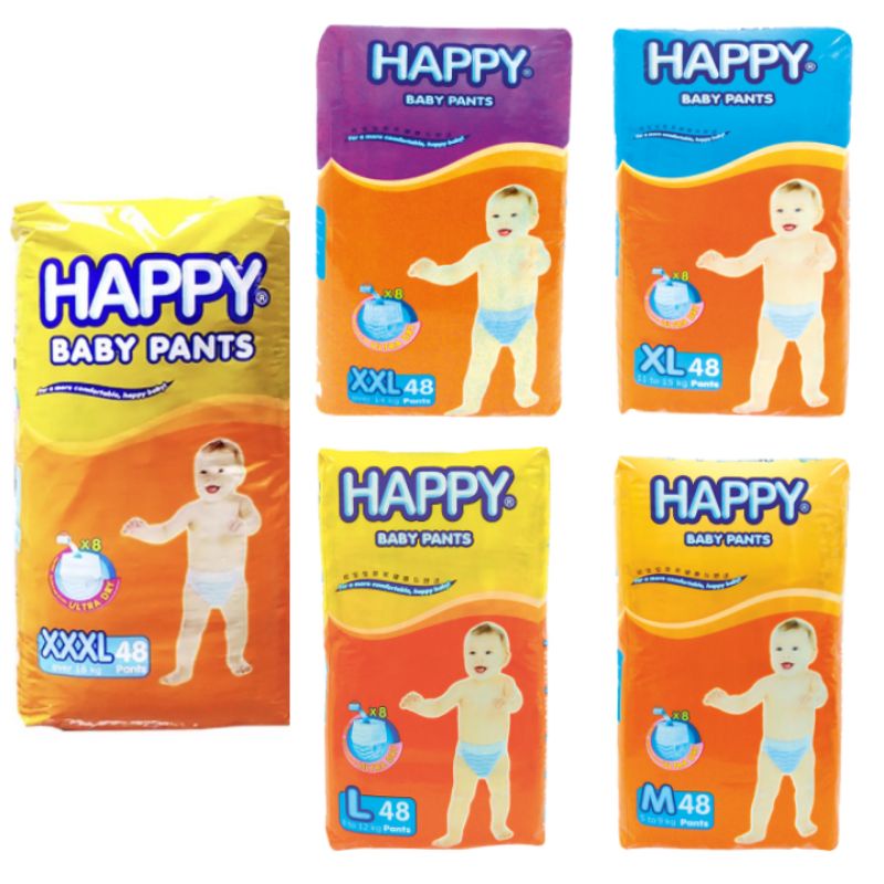 Happy Diaper Pants Large / XL / XXL / XXXL / Medium 48's Happy Pants Diaper Shopee Philippines