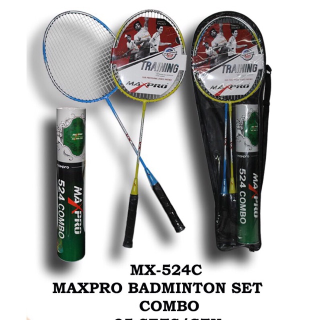 Max pro badminton set w/ 2 rackets + 12 shuttlecocks / balls Shopee