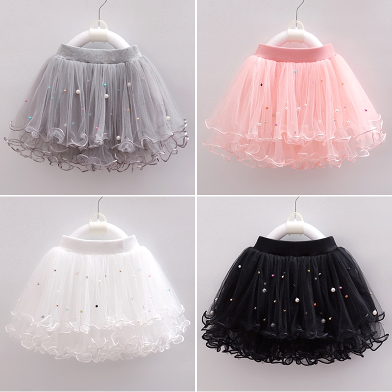 Children s Tutu Skirt with Pearl Decoration Cute Baby Girl Skirt