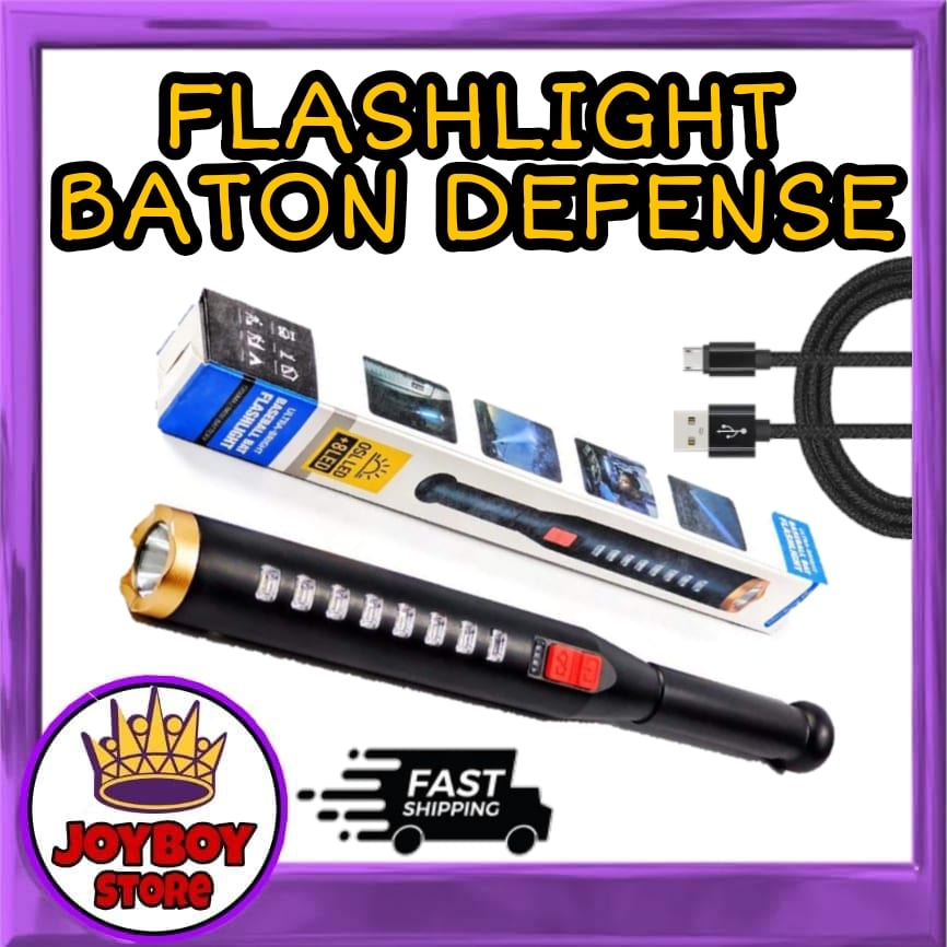 9 LED Powerful Flashlight Baseball Bat Torch Outdoor Patrol ...