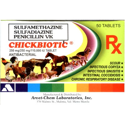 Arvet Chem Chickbiotic 50 tablets Antibacterial for Gamefowl, Pigeon ...