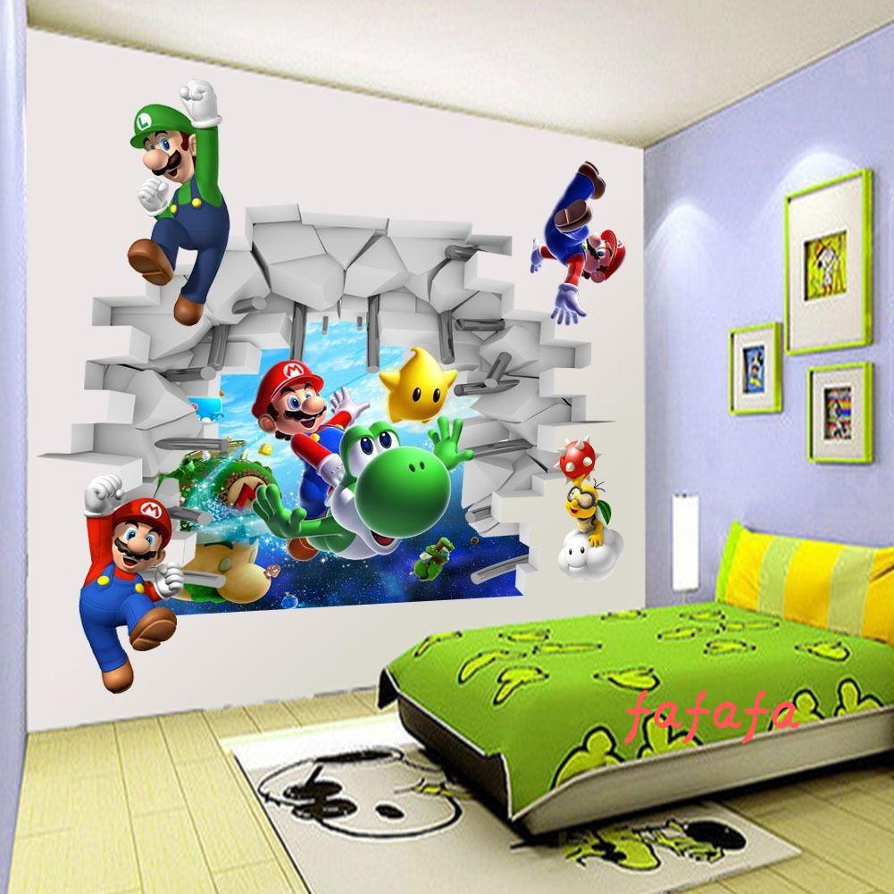 CYTX-3D Anime Game Art Wall Stickers Cartoon Super Mario Bros Removable  Self Adhesive Room Poster | Shopee Philippines