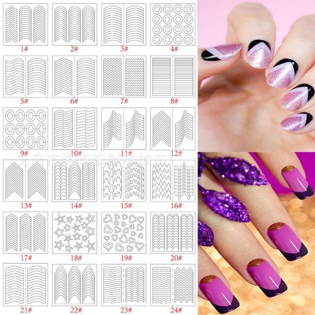 Nail art french tip stencil guides