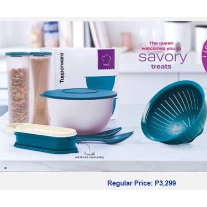 Tupperware PASTA GIFT SET PEACOCK ( Salad Fork, Handy Grater, Bowl