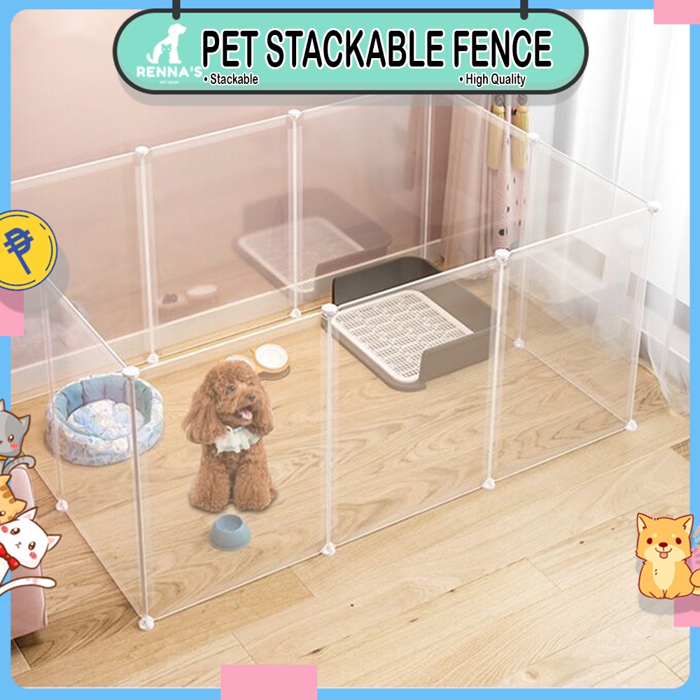 Renna's Dog Fence Stackable Pet Fence Cat Fence For Dog With Door ...