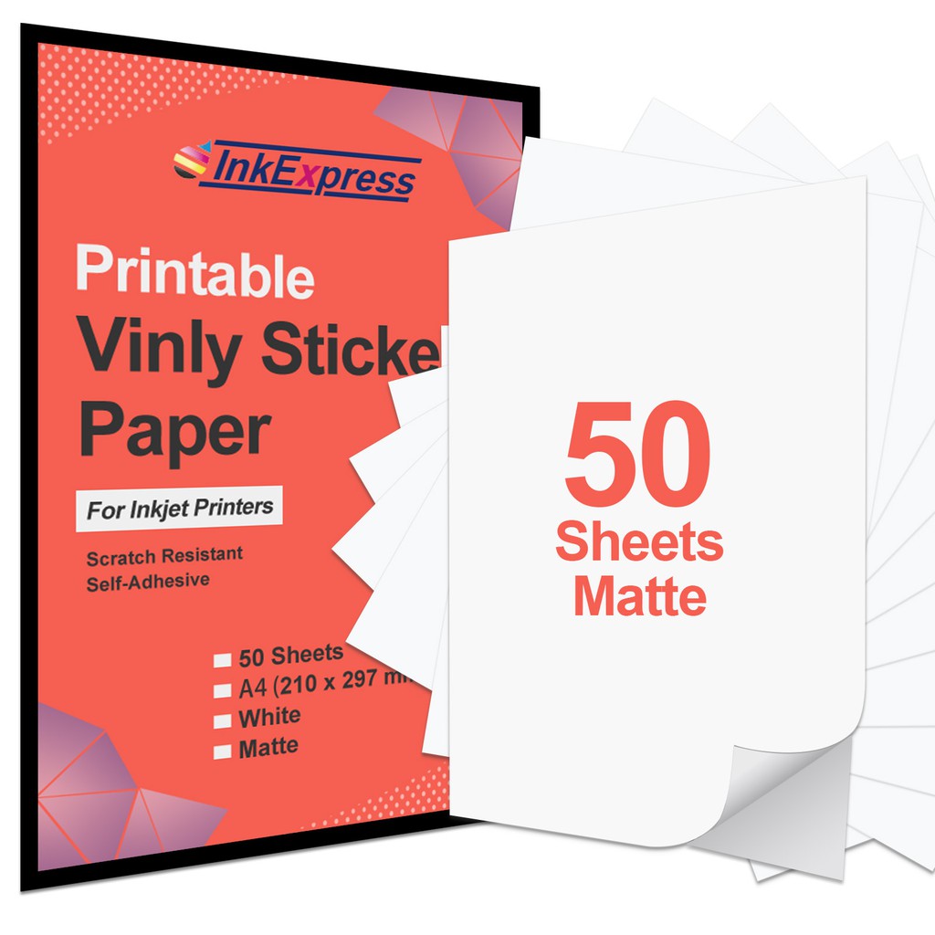 Printable Vinyl Sticker Paper 30 Sheets - Matte White Waterproof Printable  Sticker Paper for Inkjet Printer & Laser Printer, Size 8.5x11 A4 Printer