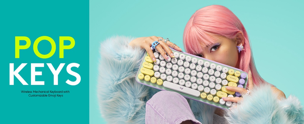 Logitech POP Keys Mechanical Wireless Keyboard with Customisable Emoji ...