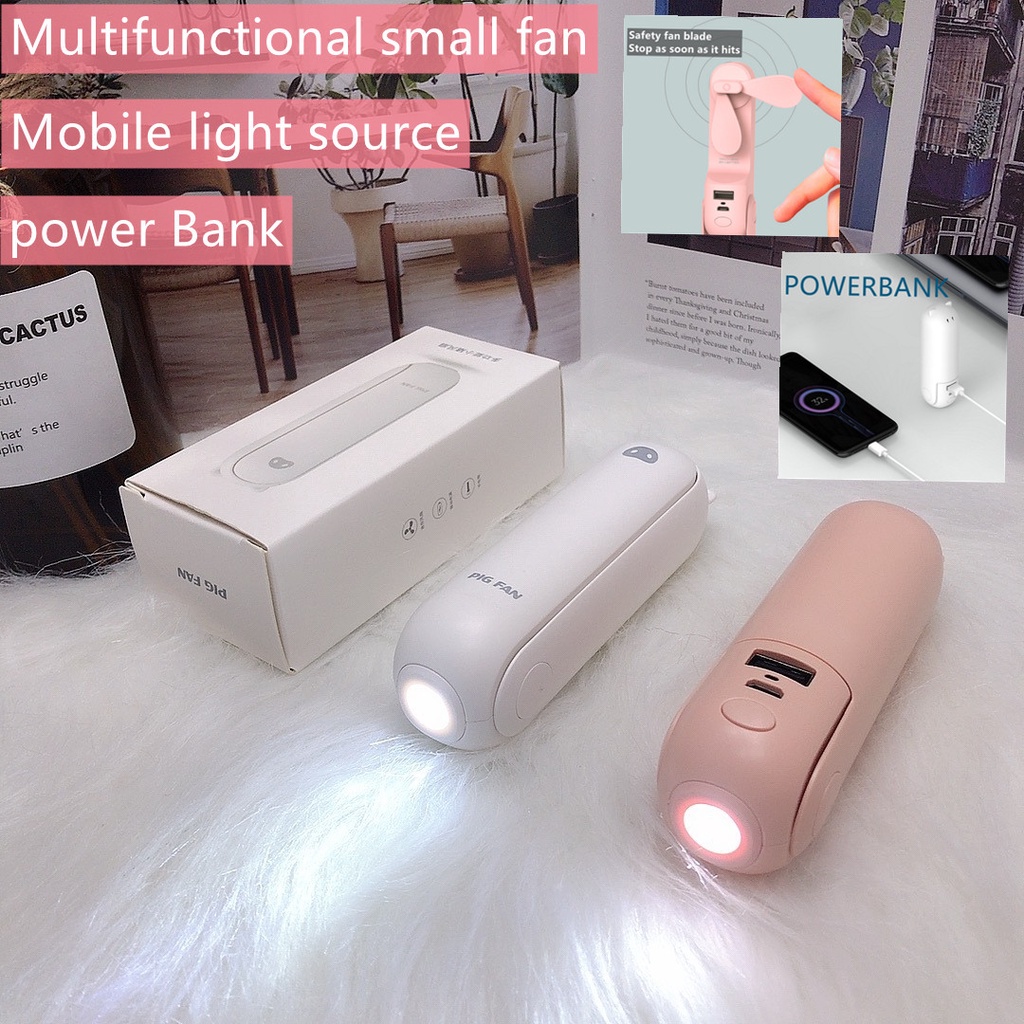 Portable Cooling Fan Foldable Fan 3 in1 With Powerbank Flashlight Mini ...