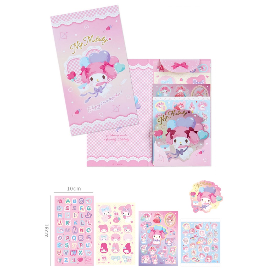 8 Sheets Stickers Sanrio Melody Cinnamoroll Laser Sticker Student DIY ...