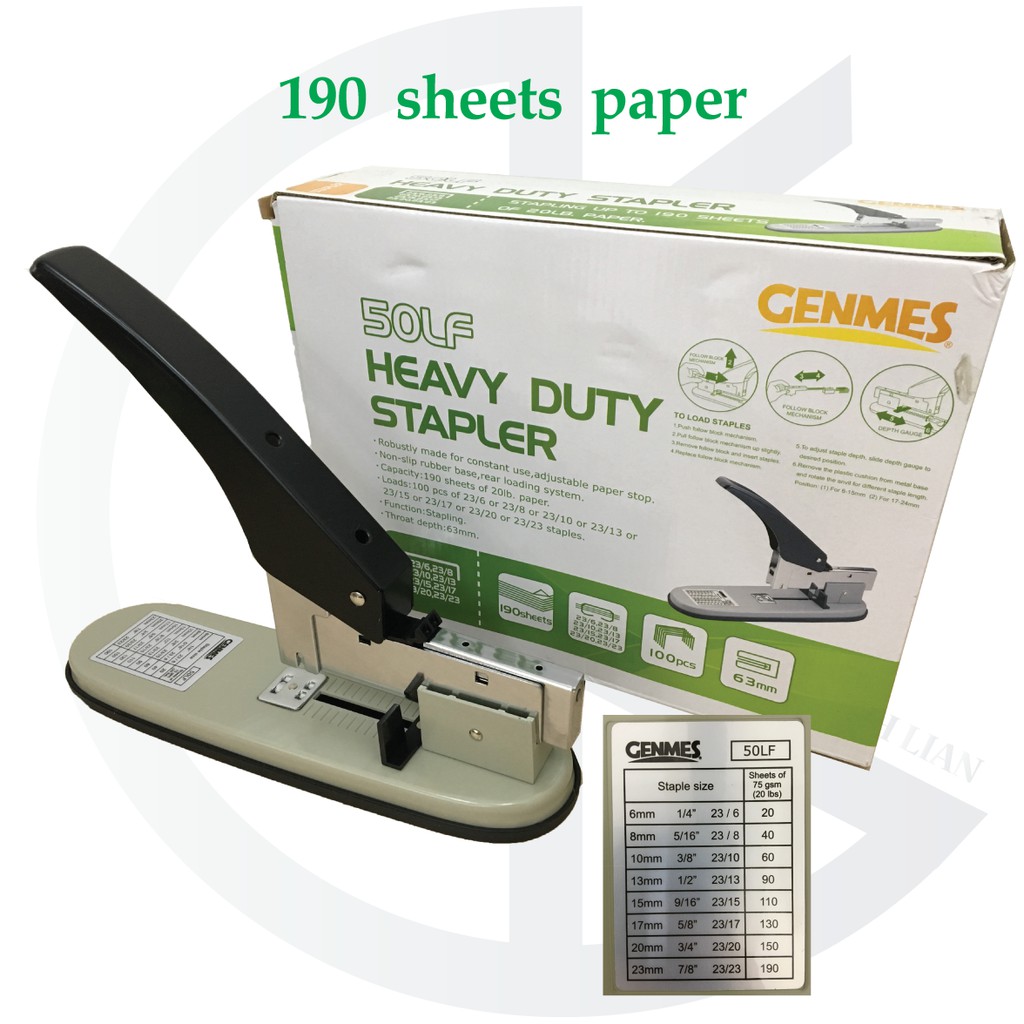 Genmes Heavy Duty Stapler 100/190sheets paper | Shopee Philippines