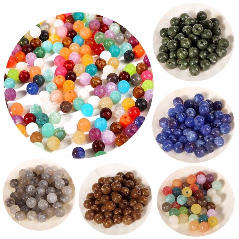 50Pcs 8mm Acrylic Beads Round Loose Spacer Beads Crystal Seed Beads for ...
