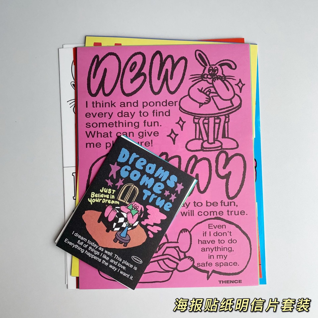 Retro Time Poster Sticker Postcard Card Set Wall Decoration Posing