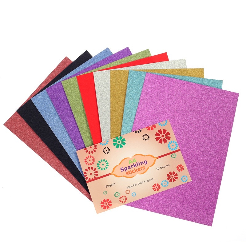10pcs Sparkling Sticker Paper Premium thick assorted glitter ...
