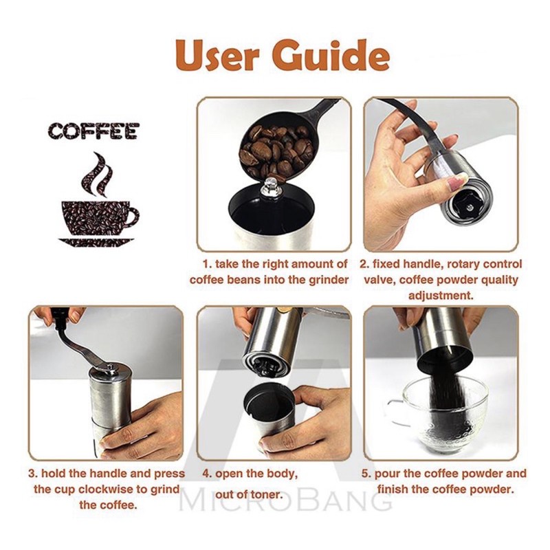 Manual Coffee Grinder Conical Burr Mill Bean Hand Grinder Portable ...