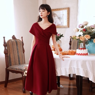 Red mid length sales dress