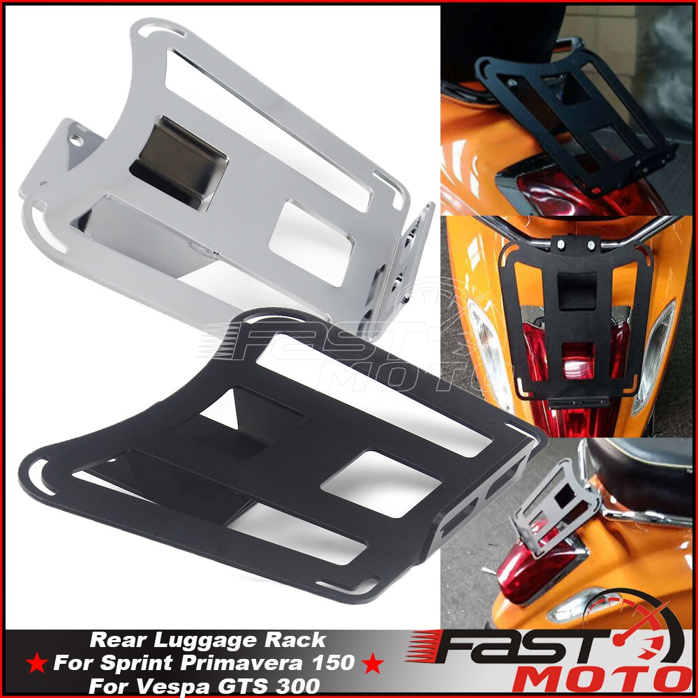 RjMOTO/ Black/Chrome Cargo Carrier Shelf Rear Luggage Support Baggage