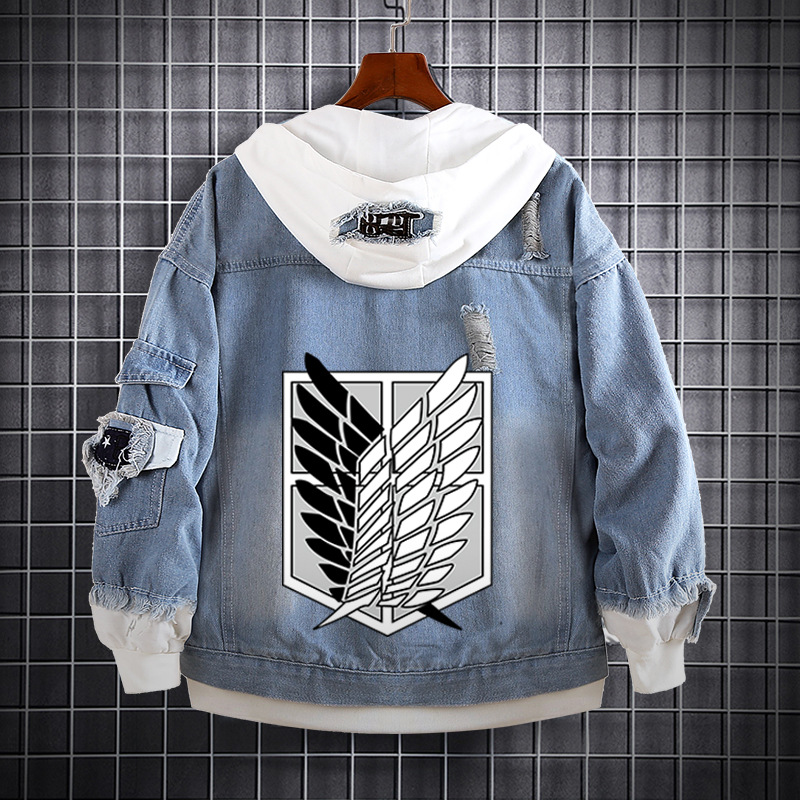Anime Attack on Titan Jeans Jacket Scout Regiment Cosplay Costume