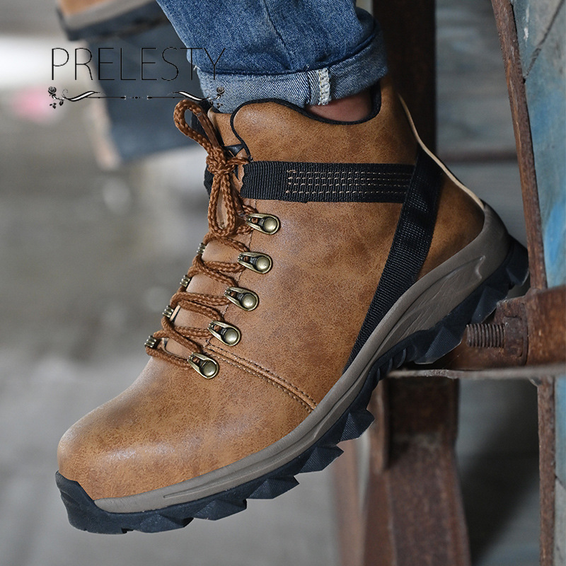 Big Size 37 48 Men Iron Steel Toe Safety Boots Shoes Puncture Proof High Tops Genuine Leather Shopee Philippines