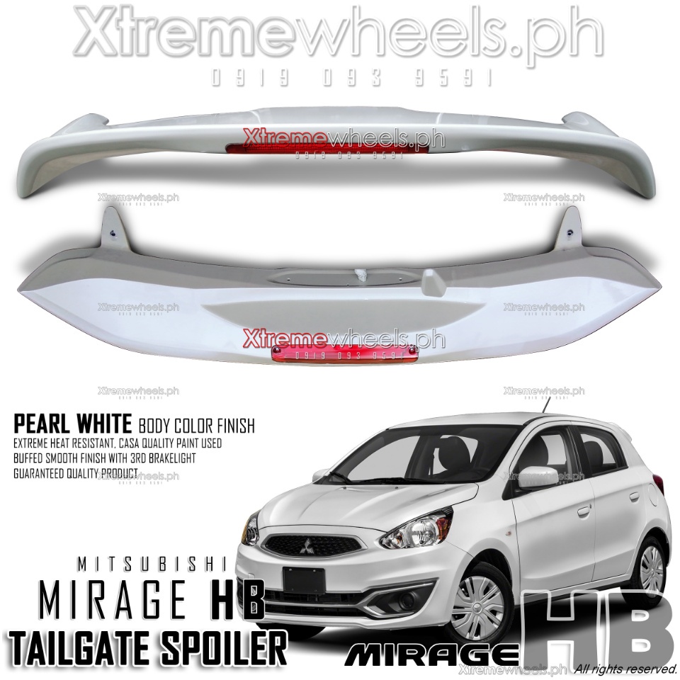 Mitsubishi Mirage Hatchback 2013-2021 White Rear Bumper Spoiler Casa ...