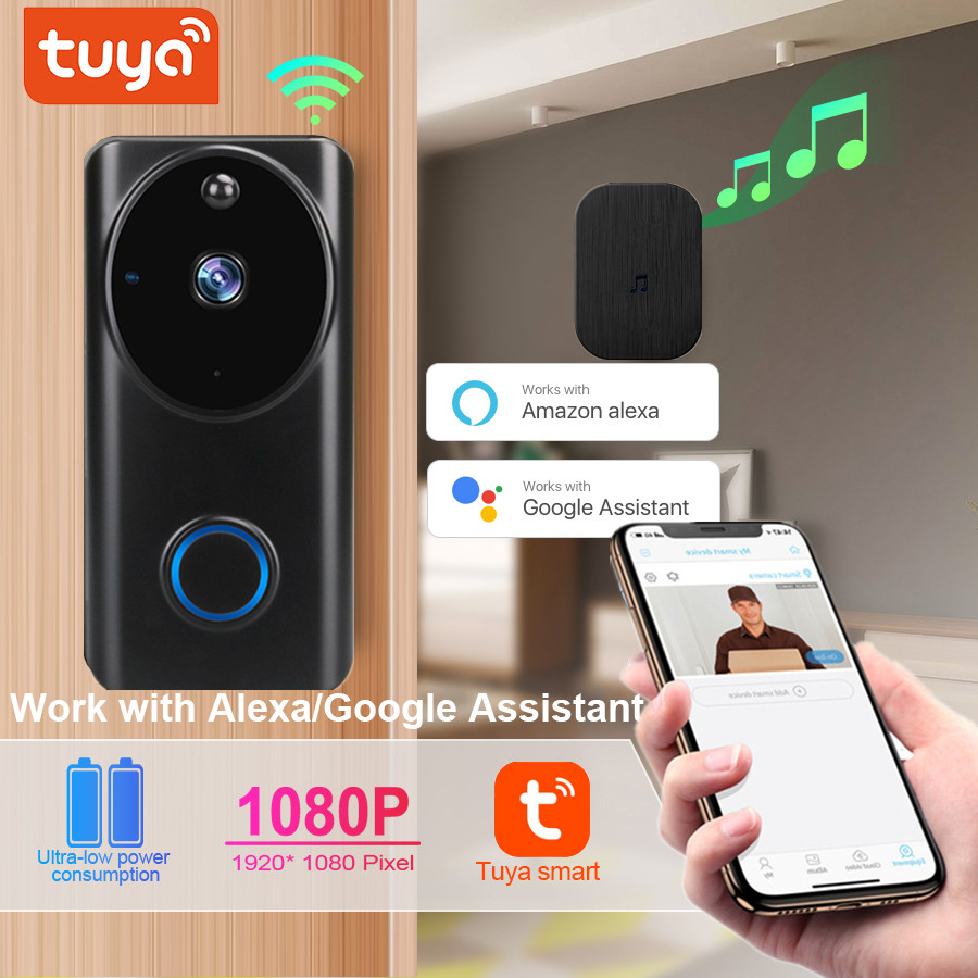 Tuya 1080P smart wireless wifi video doorbell Alexa Google home