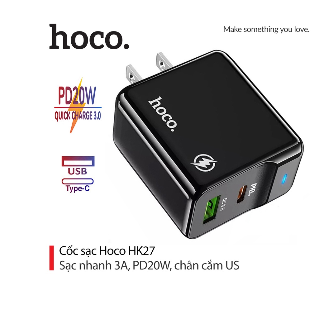 Pd20w Hoco HK27 fast charger with Flat-Pin USB and Type-C port, QC3.0 ...