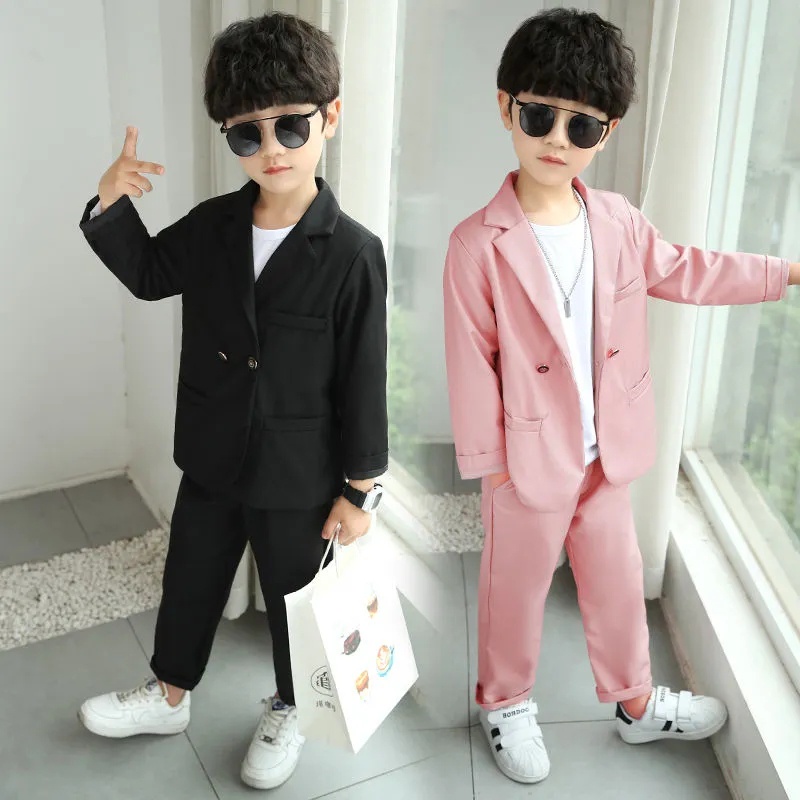 Boy Suit Blazer Pants Set Children Wedding Party Baby Clothes Kids  Gentleman Suits Grey Plaid Tuxedo Birthday Formal Wear 1-9 Years