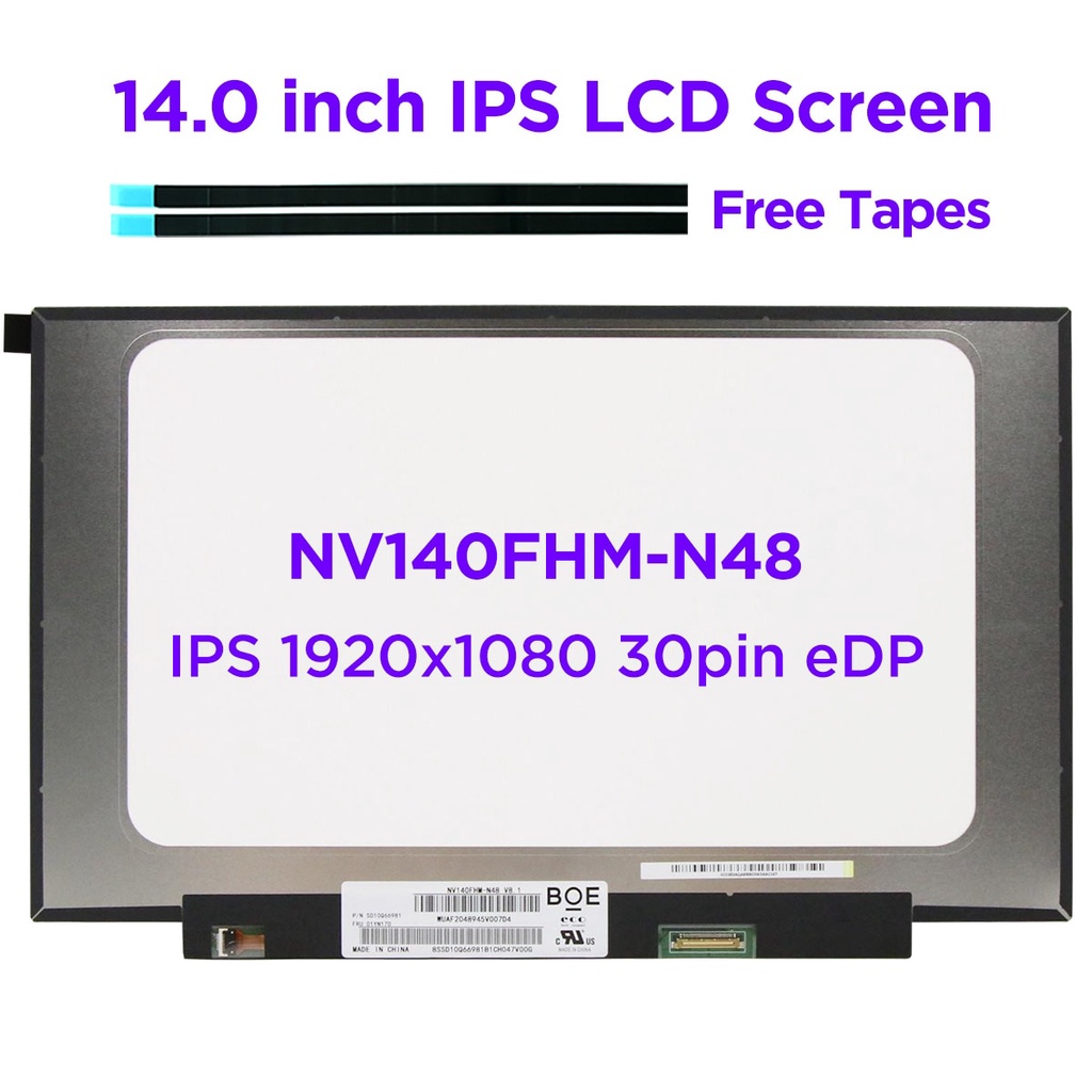 Dalle écran LED 14 Pouces Pour Lenovo - Référence NV140FHM-N48 V8.3 - Résolution 1920x1080 - Neuf