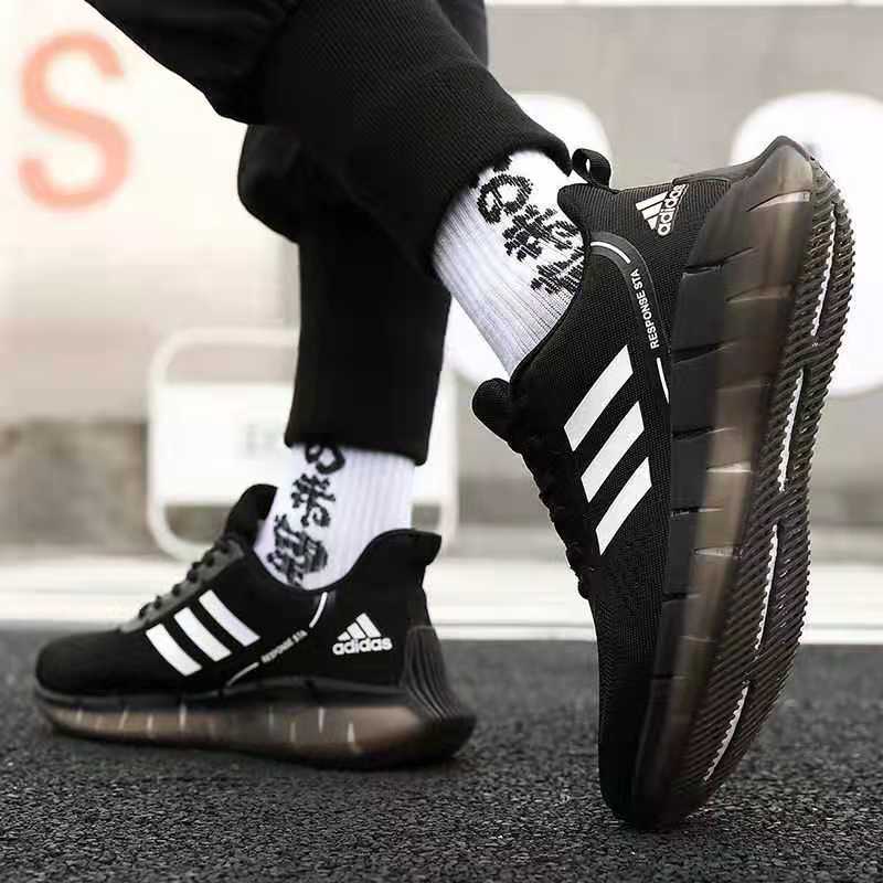 Adidas running shoes Low Cut black white men s shoes leisure travel breathable sneakers