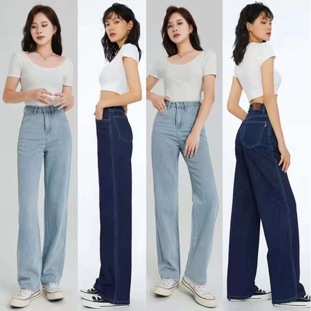 Women's High Waisted Pants Wide Leg Denim Jeans Straight Loose