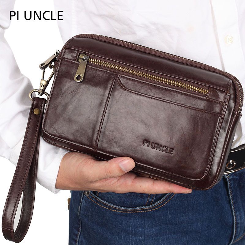 Genuine Leather Clutch Bag Men's Cowhide Wallet Large Capacity Fashion ...