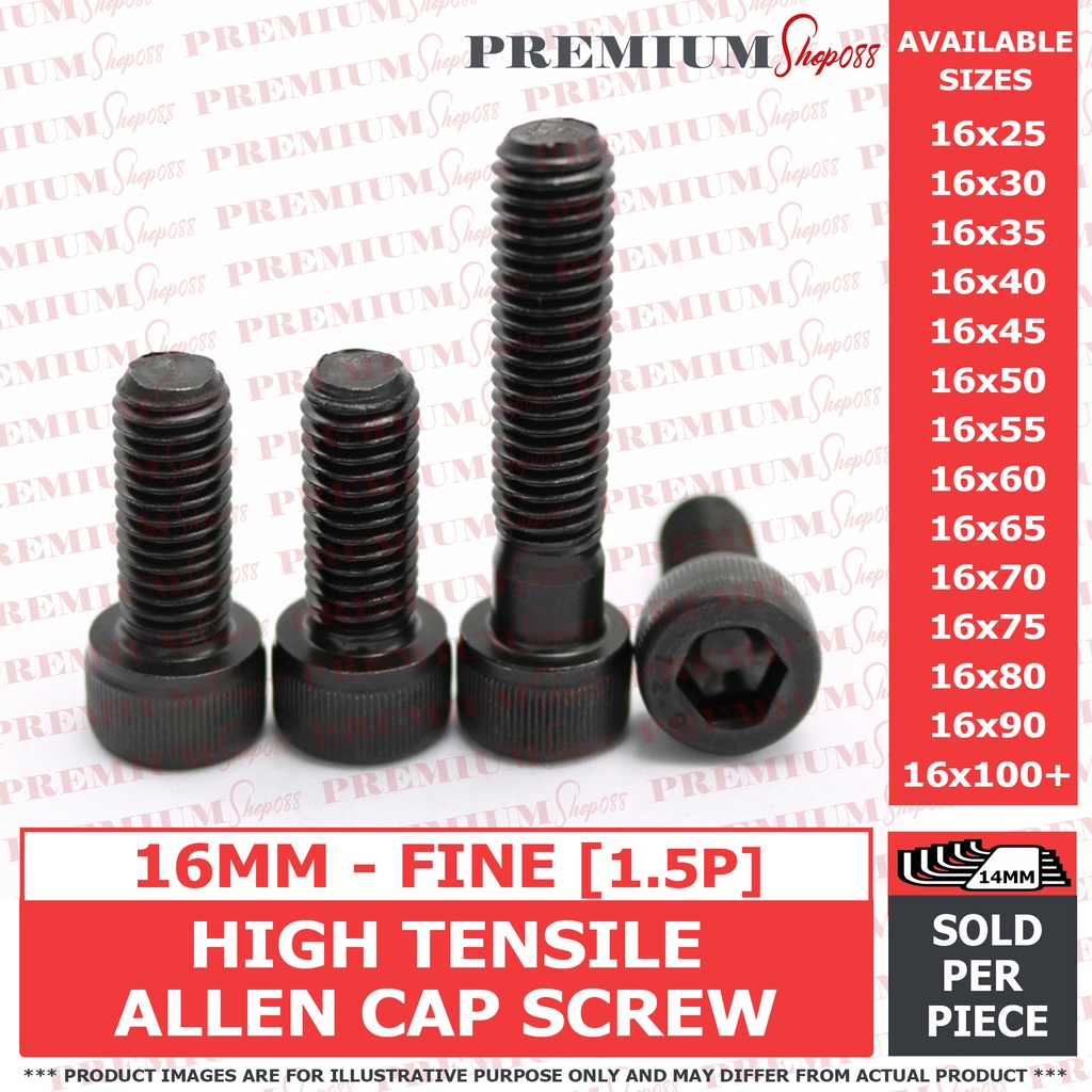 M16 16MM FINE THREAD High Tensile Allen Bolt Socket Head Cap Screw 1.5P ...
