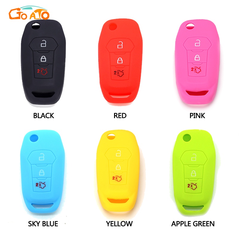 GTIOATO For Ford Silicone Key Cover Car Key Holder For Ford Ranger Mustang Ecosport Everest