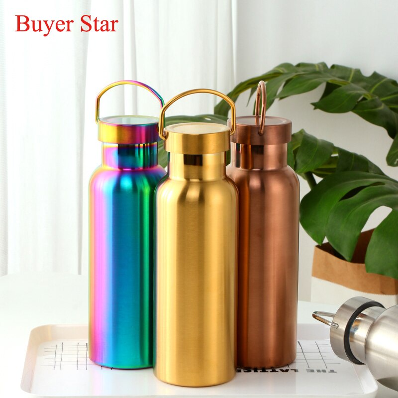 500ml Stainless Steel Water Bottle Hangable Gym Sports Insulated Vacuum ...