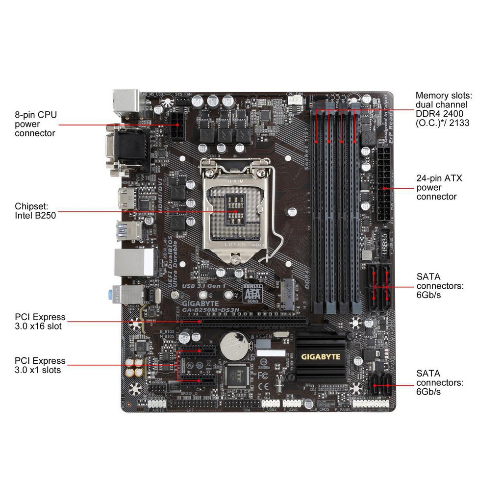 B250M Motherboard 1151 6th 7th Gen Suppport Assorted Brand | Shopee ...