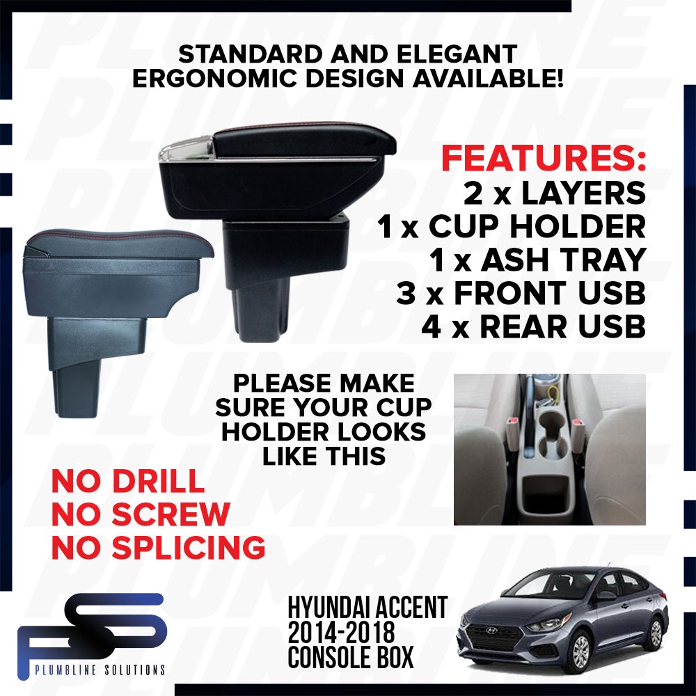 Hyundai Accent 2013 2018 OEM Arm Rest Armrest Double Layer Console