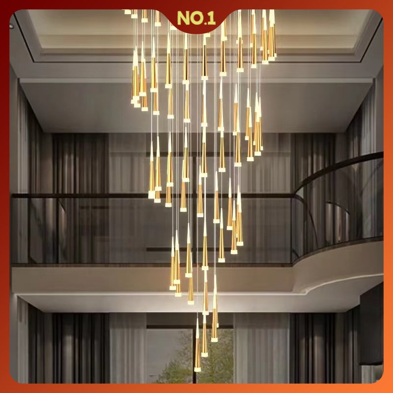 Villa Rotating Staircase Chandelier loft pendant light stair long