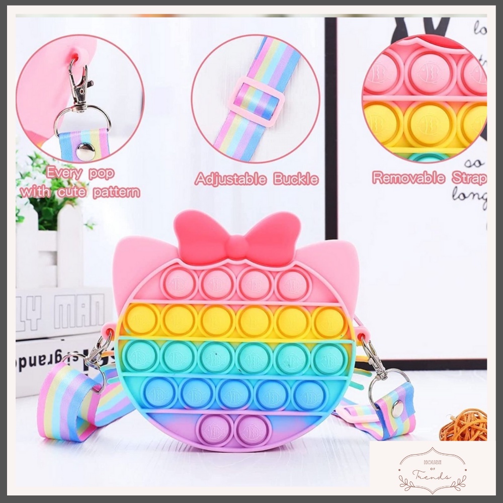 Pop it Fidget Toys For Girls Push Bubbles Toy Rainbow Unicorn Coin ...
