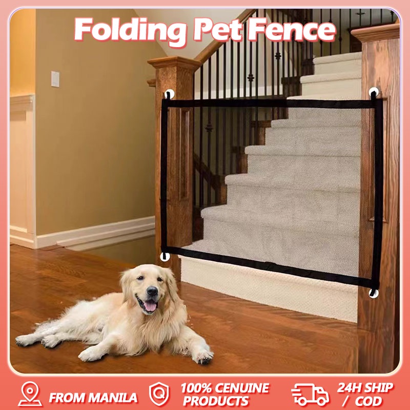 Magic Pet Gate For Dogs Ingenious Mesh Safe Guard For Kids Folding Pet Dog Gate Door Barrier
