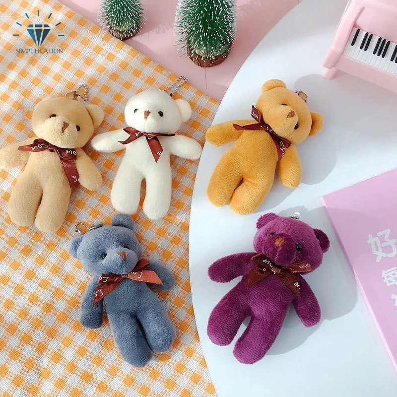 8 Colors Lovely Animal Bow Plush Doll Key Ring Pendant/ Soft Cotton ...