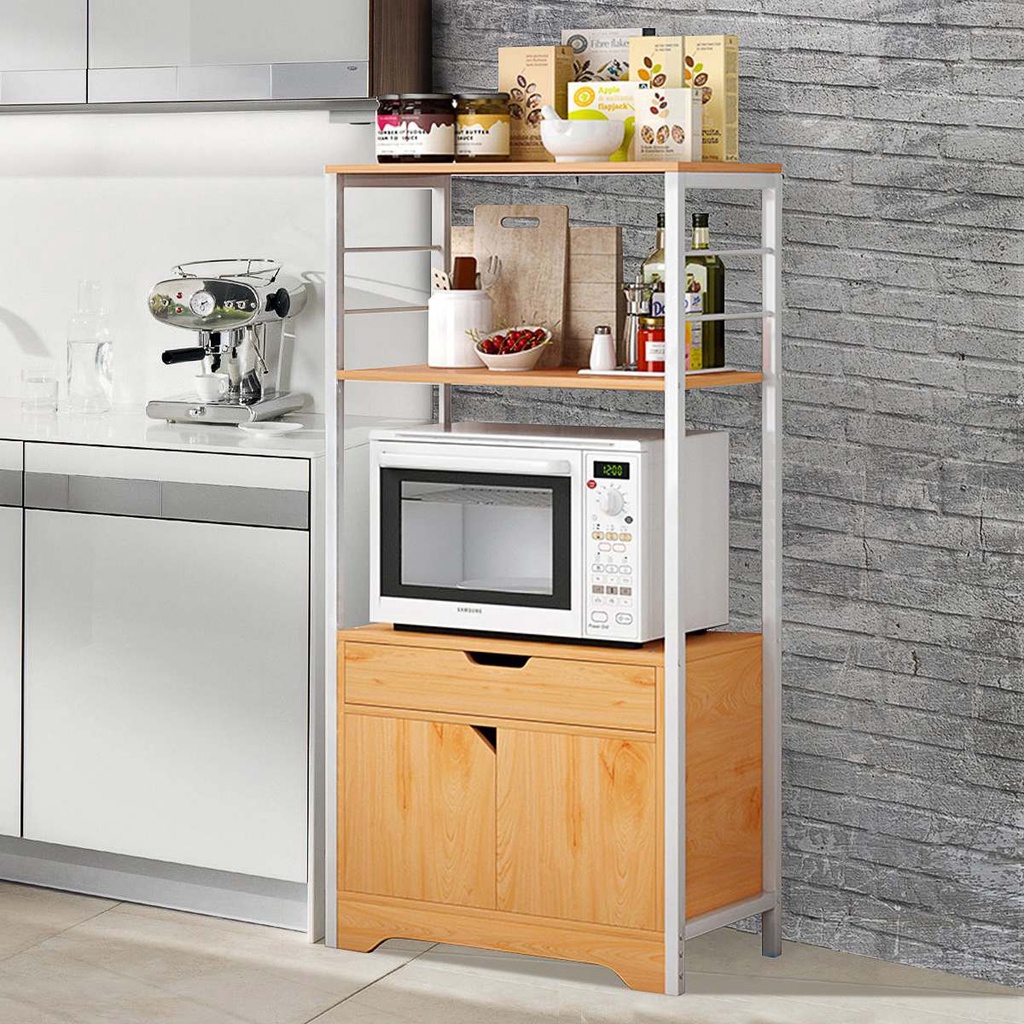 Multifunction Kitchen Storage Cabinet Floor Cupboard with Double Doors ...