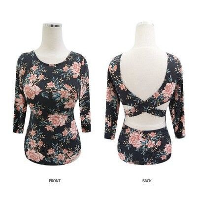 Floral Rashguard Backless Rashguard One Piece Swimsuit Long Sleeves ...