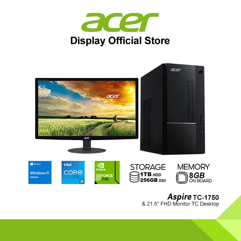 Aspire i5 Desktop Set TC 1770, i5-13400, 8GB, 256GB, SSD+1TB HDD