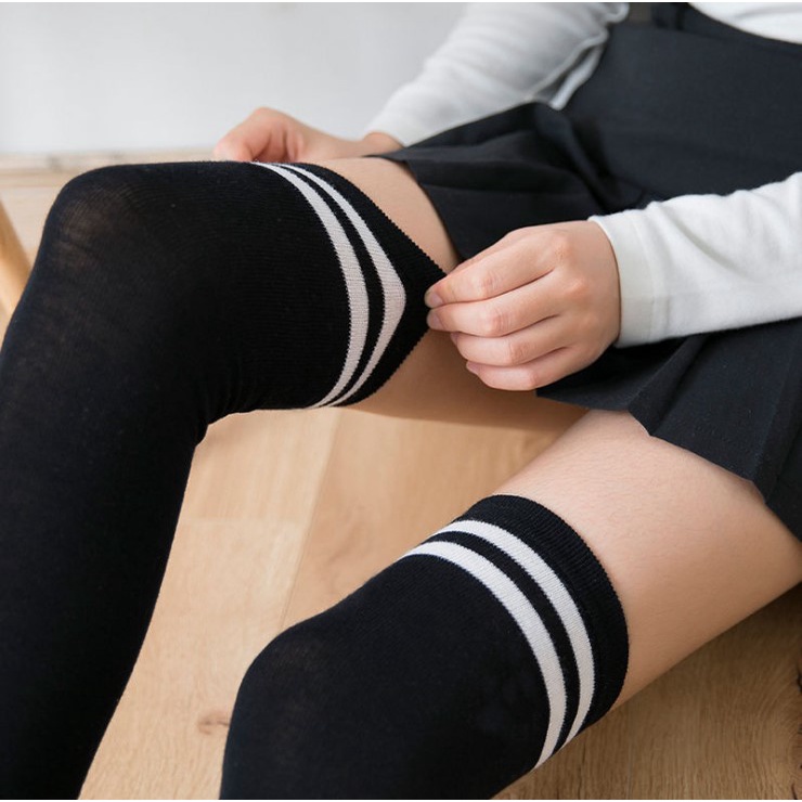 Women Thigh High Sock Long Stripe Stocking Over Knee Socks Girl