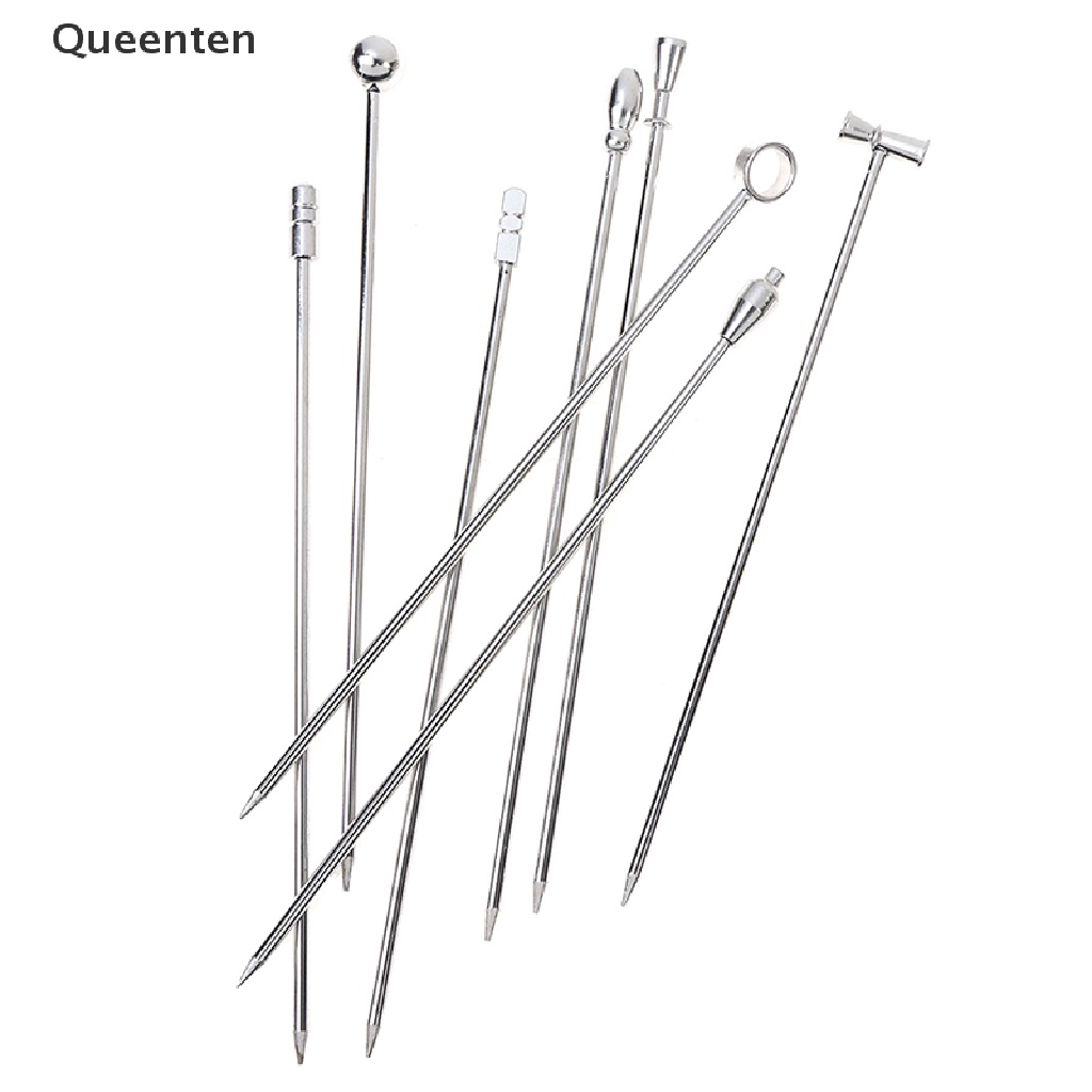 Queenten 4PCS Stainless Steel Cocktail Sticks Fruit Sticks Reusable
