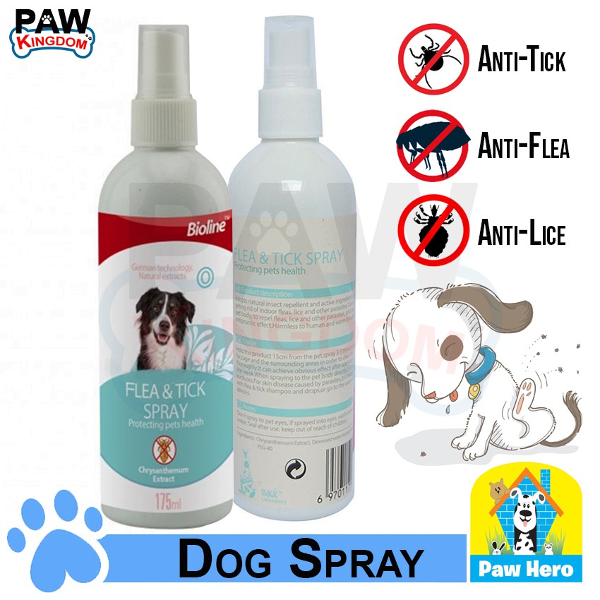 Bioline Flea & Tick Spray Anti Tick and Flea Lice Spray for Dogs 175ml