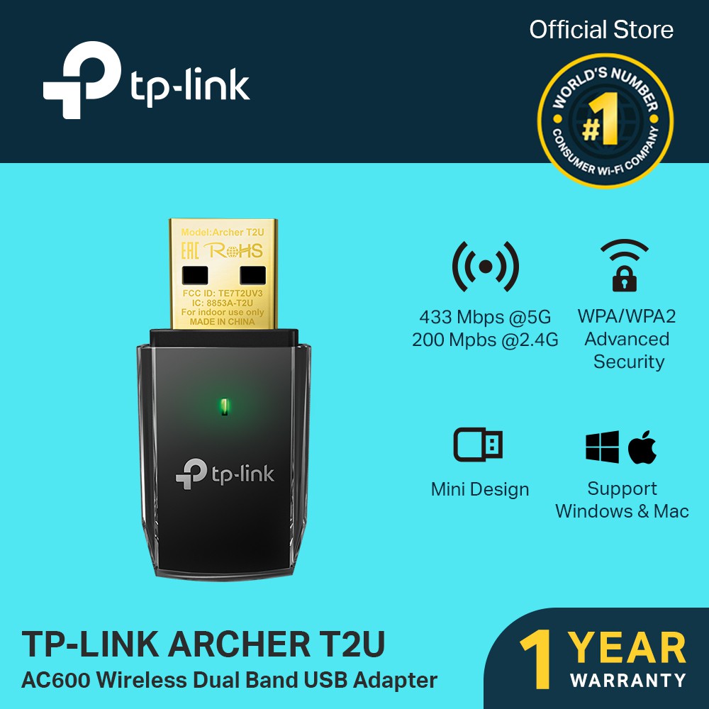 Adaptador Wifi Usb Mini Tp-link Archer T2u Ac600 Dual Band