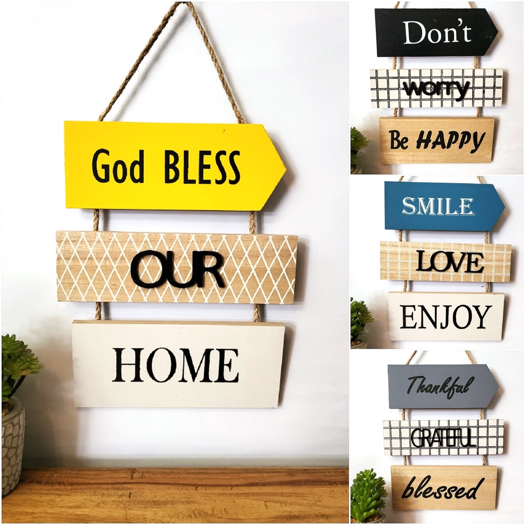 YY5007 3D GOD BLESS OUR HOME / THANKFUL GRATEFUL BLESSED ETC Wooden